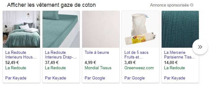 Google shopping gaze de coton