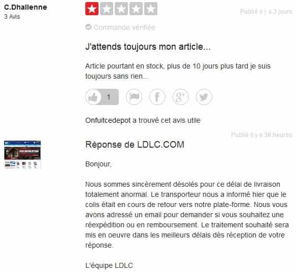 Respuesta de opinión negativa de LDLC - Internet Business