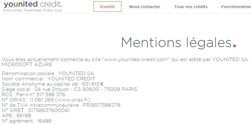 Mentions Légales Younited